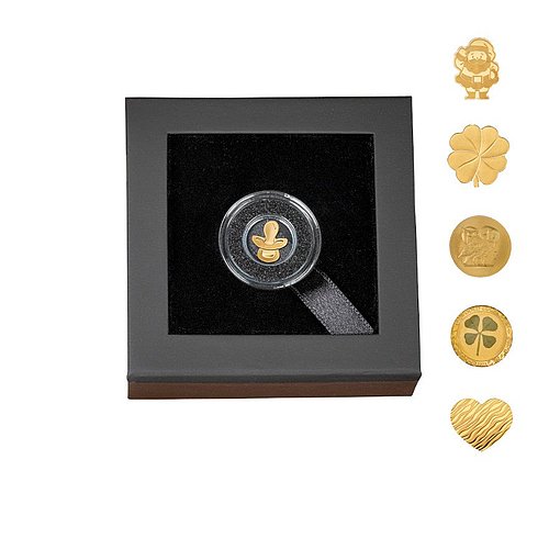 Ein schwarzes Geschenketui für Goldmünzen