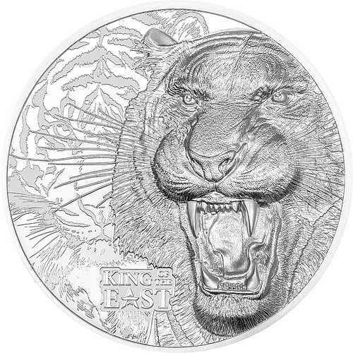 Vorderseite der Silber King of the East - Tiger 3 oz PP - Ultra High Relief