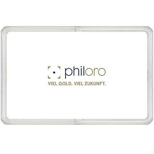 Auf der Rückseite ist das philoro Logo mittig angebracht.