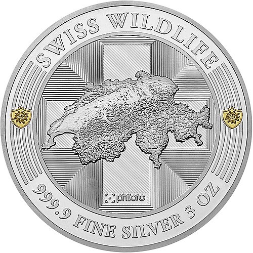 Rückseite der Silber Swiss Wildlife - Bär 3 oz PP - Ultra High Relief 2025