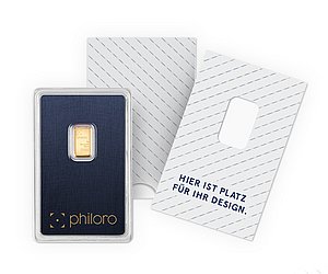 Goldbarren 1g philoro mit individualisiertem Umschlag