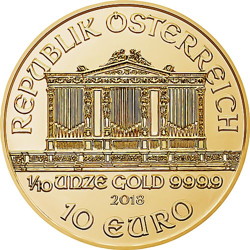 Rückseite der Gold Philharmoniker 1/10 oz