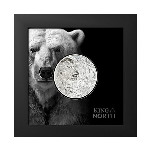  Silber King of the North - Polar Bear 1 oz PP - Ultra High Relief im Münzetui