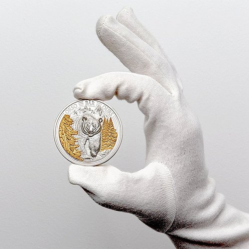 Vorderseite der Silber Swiss Wildlife - Bär 3 oz PP - Ultra High Relief 2025