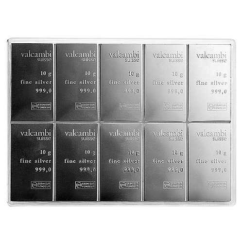 Vorderseite des Silber CombiBar® 10 x 10 g – LBMA zertifizierter Hersteller