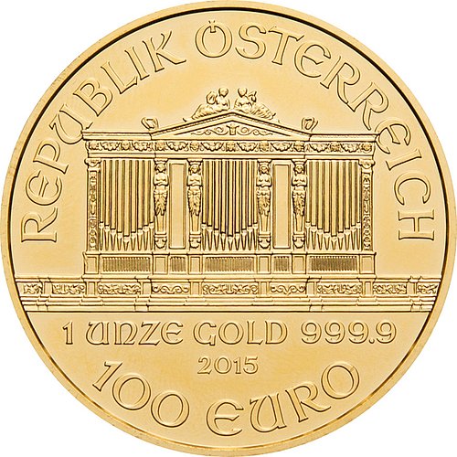 Rückseite der Gold Philharmoniker 1 oz