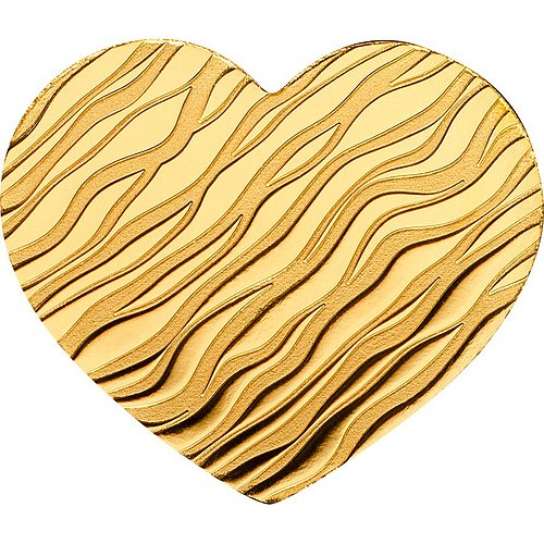 Ein goldenes Herz mit Reliefoptik.