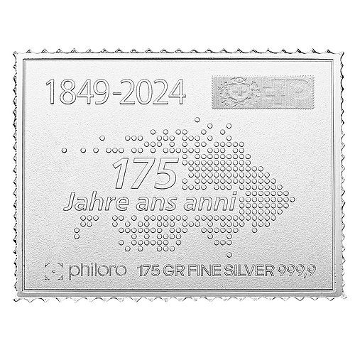 SILBERNE BRIEFMARKE – 175 Jahre Post Rückseite