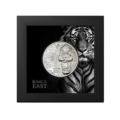 Original Münzetui des Silber King of the East - Tiger 3 oz PP - Ultra High Relief