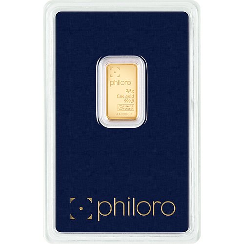 Vorderseite des Goldbarren 2,5 g philoro