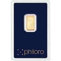 Vorderseite des Goldbarren 2,5 g philoro