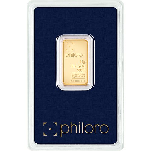 Vorderseite des Goldbarren 10 g philoro