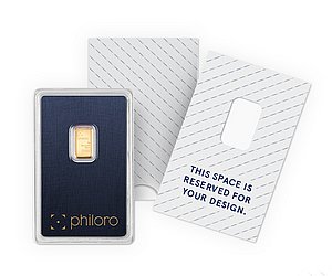 Gold bar 1 g philoro with customised envelope