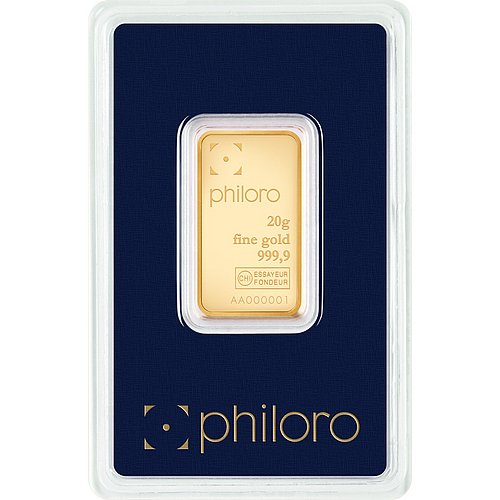 Goldbarren 20 g  - philoro Vorderseite